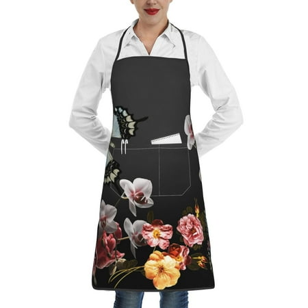 Qekee Butterfly with Fowers Print Adjustable Bib Apron Resistant with Pocket Cooking Kitchen Aprons for Women Men Server Chef Apron
Qekee Butterfly with Fowers Print Adjustable Bib Apron Resistant with Pocket Cooking Kitchen Aprons for Women Men Server Chef Apron