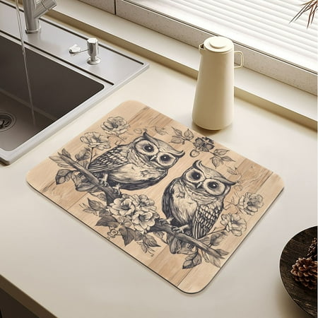 Two Owls Sitting on Opposite Branches Drying Mat Diatomaceous Earth Super Absorbent Non-slip Rubber Sole Heat Resistant 230 Degrees Fahrenheit 19.7×15.7in
Two Owls Sitting on Opposite Branches Drying Mat Diatomaceous Earth Super Absorbent Non-slip Rubber Sole Heat Resistant 230 Degrees Fahrenheit 19.7×15.7in