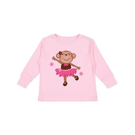 Inktastic Ballerina Dance Monkey Gift Toddler Toddler Girl Long Sleeve T-Shirt