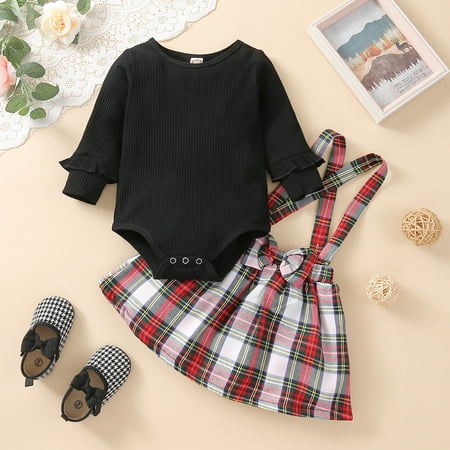 NIUREDLTD Baby Girls Autumn Winter Long Sleeve Ribbed Romper Bodysuit Plaid Suspender Dress Set Clothing
NIUREDLTD Baby Girls Autumn Winter Long Sleeve Ribbed Romper Bodysuit Plaid Suspender Dress Set Clothing