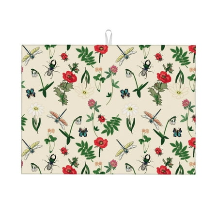 Dish Drying Mats for Kitchen Counter - Flowers Insects 18x24in Dish Drying Pad Coffee Mat with Hanging Loop Super Absorbent Kitchen Counter Mat Coffee Bar Accessories
Dish Drying Mats for Kitchen Counter - Flowers Insects 18x24in Dish Drying Pad Coffee Mat with Hanging Loop Super Absorbent Kitchen Counter Mat Coffee Bar Accessories
