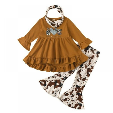 BULLPIANO 6M-5Y Toddler Baby Girl Clothes Long Sleeve Tunics Dress Tops+Flared Pants with Scarf 3 Pcs Bell Bottom Outfits
BULLPIANO 6M-5Y Toddler Baby Girl Clothes Long Sleeve Tunics Dress Tops+Flared Pants with Scarf 3 Pcs Bell Bottom Outfits