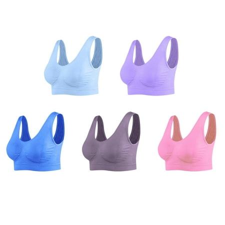 

TZNBGO Womens Everyday Bra Seamless Sports Bra for Large Breasts Bra 5-Pack Women Bra Wirefree Yoga Bra With Removable Pads Shun L Bra 5pc One Piece Thin Yoga Vest Bra Color L Padded Bralettes Fo2454