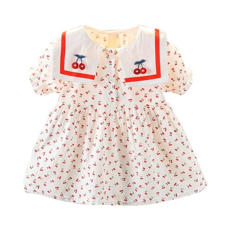 Summer Dress Little Girl Dress Baby Fashion Bucolic Style Cherry Print Short Sleeve Lapel A Line Dress Baby Girl Clothes
Summer Dress Little Girl Dress Baby Fashion Bucolic Style Cherry Print Short Sleeve Lapel A Line Dress Baby Girl Clothes