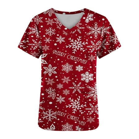 Cakiesky Womens Scrub Tops Moisture-Wicking V Neck Short Sleeve Christmas Scrub Tops Red XXXXL
Cakiesky Womens Scrub Tops Moisture-Wicking V Neck Short Sleeve Christmas Scrub Tops Red XXXXL