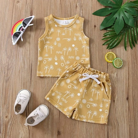 Toddler Boys Outfit Sets Summer Sleeveless Cartoon Prints Tops Shorts Two Piece Suit For Kids Clothes
Toddler Boys Outfit Sets Summer Sleeveless Cartoon Prints Tops Shorts Two Piece Suit For Kids Clothes