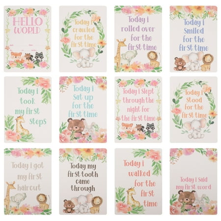 12pcs Baby Milestone Cards Newborn Growth Recording Cards Photo Prop Cards