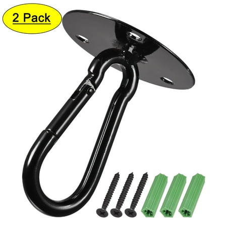 Uxcell Ceiling Hooks Snap Hook Wall Mounted 65x81mm Iron Black 2 Pack