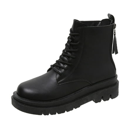 Fashion Autumn Winter Women Ankle Boots Flat Bottom Thick Soles Non Slip Round Toe Solid Color Lace Up Back Zippers Casual Simple Style
Fashion Autumn Winter Women Ankle Boots Flat Bottom Thick Soles Non Slip Round Toe Solid Color Lace Up Back Zippers Casual Simple Style