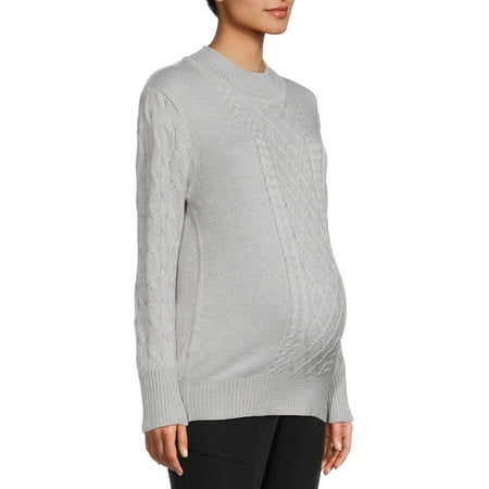 Planet Motherhood Maternity Women s Mock Neck Cable Sweater