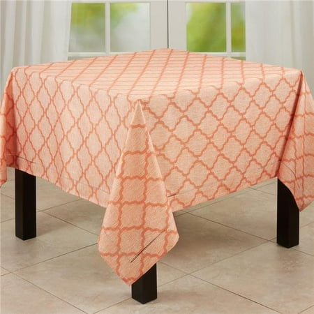 Saro Lifestyle 6718.OR70S 70 in. Laser-Cut Hemstitch Tablecloth Orange
