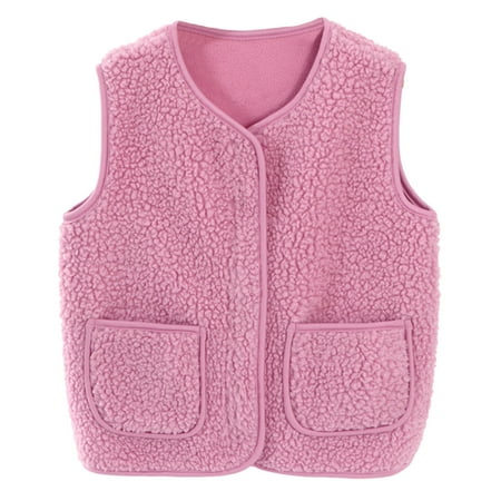 

Fsqjgq Kids Jacket Children Cots Toddler Boys Girls Solid Winter Zippered Coat Jacket Vest Thicken Warm Outwear Girls Puff Jacket Boys Outerwear Jackets Cotton Blend Pink 120