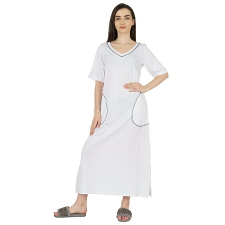 Inkmeso Solid Long Nightgown For Womens V-Neck Loungewear Casual Sleep Dress With Pockets
Inkmeso Solid Long Nightgown For Womens V-Neck Loungewear Casual Sleep Dress With Pockets