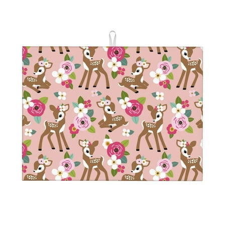 Large Dish Drying Mats for Kitchen Counter - Cartoon cute deer flower pink 18x24In Anti-Slip Absorbent Microfiber Drying Mat for Kitchen Counter Mat Dish Rack Mat with Hanging Loop
Large Dish Drying Mats for Kitchen Counter - Cartoon cute deer flower pink 18x24In Anti-Slip Absorbent Microfiber Drying Mat for Kitchen Counter Mat Dish Rack Mat with Hanging Loop