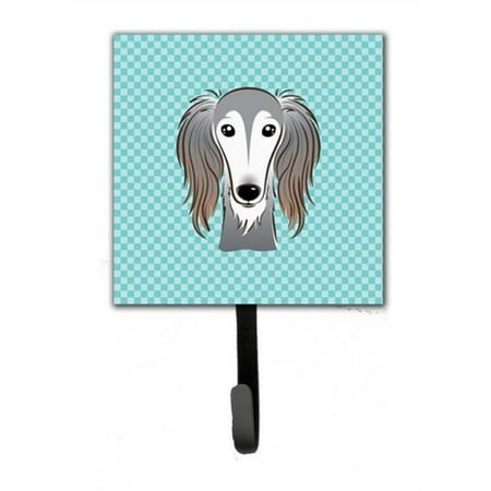 Checkerboard Blue Saluki Leash & Key Holder