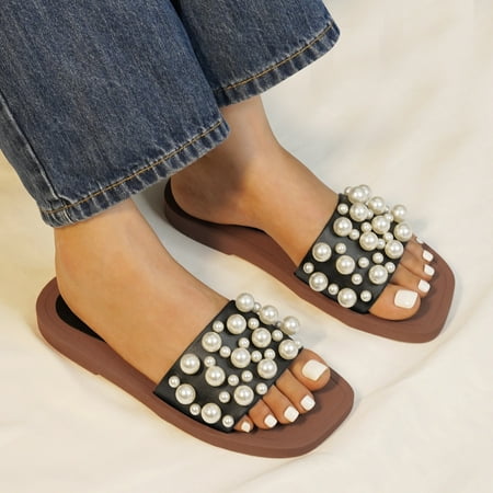 Cathalem Women Slippers Pearl Slippers Fashion All Casual Pearl Non Slip Beach Sandals Comfort Sandals for Women with Memory Foam Black 7
Cathalem Women Slippers Pearl Slippers Fashion All Casual Pearl Non Slip Beach Sandals Comfort Sandals for Women with Memory Foam Black 7