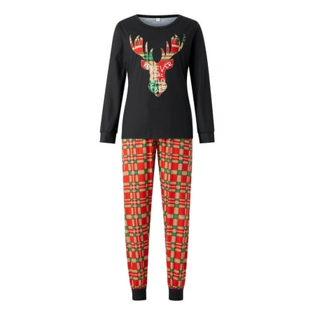 Lieserram Parent-child Pajamas Set Christmas Deer Head Long-sleeved Round Neck Tops + High Waist Colorful Plaid Pants
Lieserram Parent-child Pajamas Set Christmas Deer Head Long-sleeved Round Neck Tops + High Waist Colorful Plaid Pants