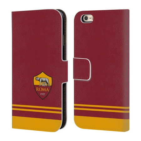 OFFICIAL AS ROMA 2017/18 CREST LEATHER BOOK WALLET CASE COVER FOR APPLE IPHONE PHONES