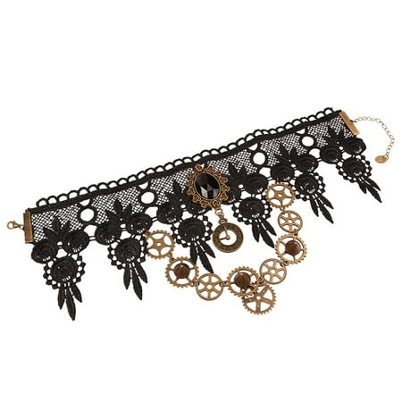 Girls Black Lace Necklace Women Vintage Collarbone Chain Fashion Crystal Pendant Retro Wind Turbine Gear Accessory for Women Lady
Girls Black Lace Necklace Women Vintage Collarbone Chain Fashion Crystal Pendant Retro Wind Turbine Gear Accessory for Women Lady