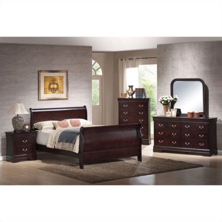 Coaster Louis Philippe Queen 4 Piece Bedroom Set in Cappuccino Finish