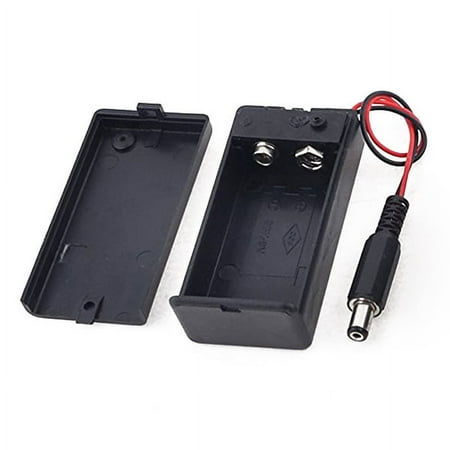 2pcs 2.1 x 5.5mm Male Plug Case Box Holder with Cover for 9V Battery