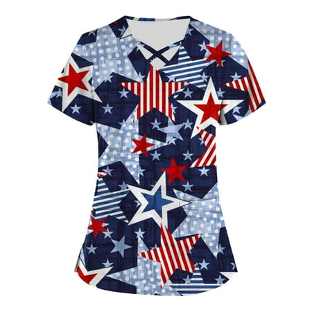 Yubatuo Women Plus Size Scrubs Top with Pockets V-Neck Short Sleeve Printed Work Blouse for Women Blue M
Yubatuo Women Plus Size Scrubs Top with Pockets V-Neck Short Sleeve Printed Work Blouse for Women Blue M