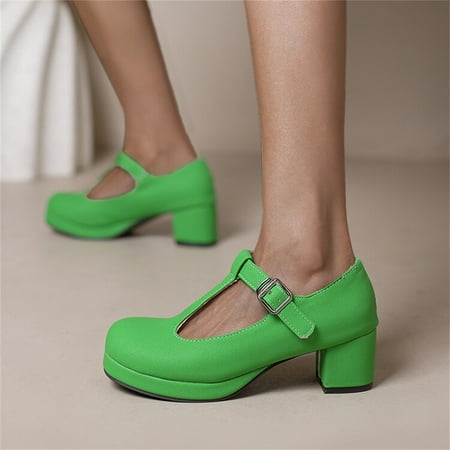 NECHOLOGY And Dress for Women Ladies Fashion Solid Color Leather T Shaped Buckle Round Toe Thick High Heeled All Shoes for Women Green 7
NECHOLOGY And Dress for Women Ladies Fashion Solid Color Leather T Shaped Buckle Round Toe Thick High Heeled All Shoes for Women Green 7