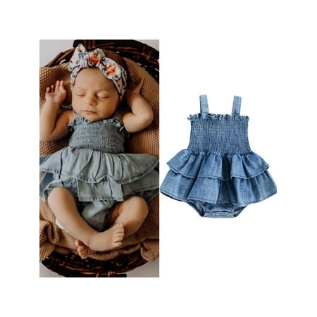 Gwiyeopda Baby Girl Denim Romper Sleeveless Suspender Pleated Ruffle Hem Bottom Snap Button Jumpsuit Dress
Gwiyeopda Baby Girl Denim Romper Sleeveless Suspender Pleated Ruffle Hem Bottom Snap Button Jumpsuit Dress