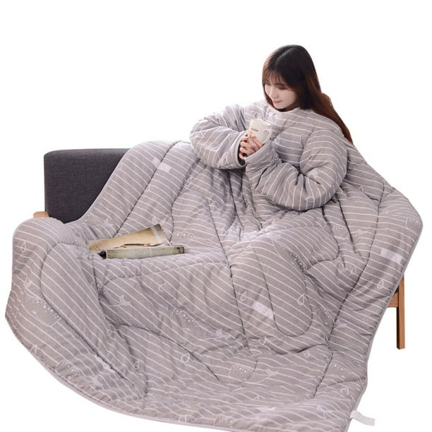 Tuscom 47x63 Inch Creative Thickened Lazy Quilt Washable Detachable Zipper Winter Blanket With Sleeves