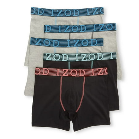Men s Izod 213PB19 Cotton Boxer Briefs - 5 Pack (Heather Grey/Black L)