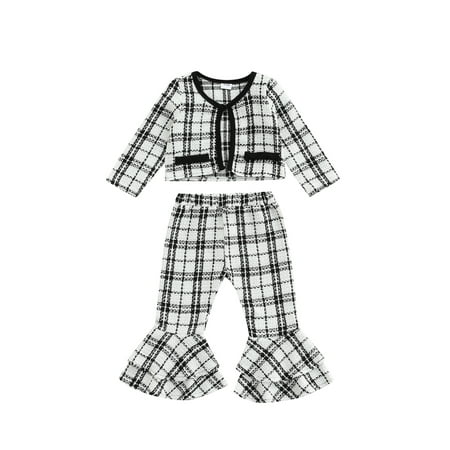 Sunisery Kids Girls 2Pcs Clothes Set Plaid Printed Long Sleeve Cardigan Coat+Elastic Waist Multi Layer Pants White 3-4 Years
Sunisery Kids Girls 2Pcs Clothes Set Plaid Printed Long Sleeve Cardigan Coat+Elastic Waist Multi Layer Pants White 3-4 Years