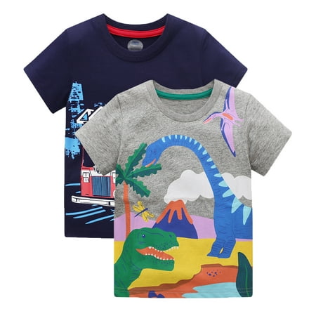 Aolyty Toddler Boys Dinosaur T Shirts Short Sleeve Cotton Tops 3T