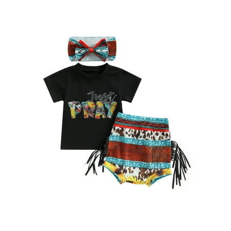 Genuiskids Western Baby Girl Summer Clothes 3M 6M 12M 2T 3T Infant Short Sleeve Letter Cow Head Print T-shirt Tassel Shorts Headband Toddler Boho Cowgirl Outfits 3M-3T
Genuiskids Western Baby Girl Summer Clothes 3M 6M 12M 2T 3T Infant Short Sleeve Letter Cow Head Print T-shirt Tassel Shorts Headband Toddler Boho Cowgirl Outfits 3M-3T