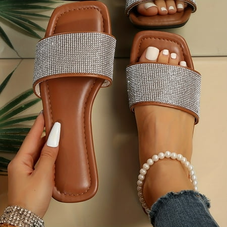 Women s Rhinestone Pattern Sandals Slip On Lightweight Flat Casual Shoes Glitter Vacation Beach Shoes
Women s Rhinestone Pattern Sandals Slip On Lightweight Flat Casual Shoes Glitter Vacation Beach Shoes