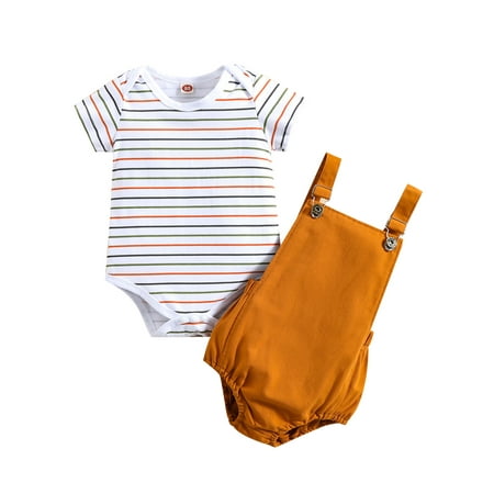VISgogo Summer Infant Romper Outfit Baby Girls Boys Leisure Style Striped Round Collar Short Sleeve Jumpsuit + Suspender Shorts Set
VISgogo Summer Infant Romper Outfit Baby Girls Boys Leisure Style Striped Round Collar Short Sleeve Jumpsuit + Suspender Shorts Set