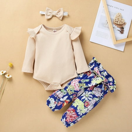 Augper Baby Girl Clothes Long Sleeve Fall Winter Clearance Newborn Infant Baby Girl Long Sleeve Ruffle Solid Tops+Floral Bowknot Pants Set Beige
Augper Baby Girl Clothes Long Sleeve Fall Winter Clearance Newborn Infant Baby Girl Long Sleeve Ruffle Solid Tops+Floral Bowknot Pants Set Beige