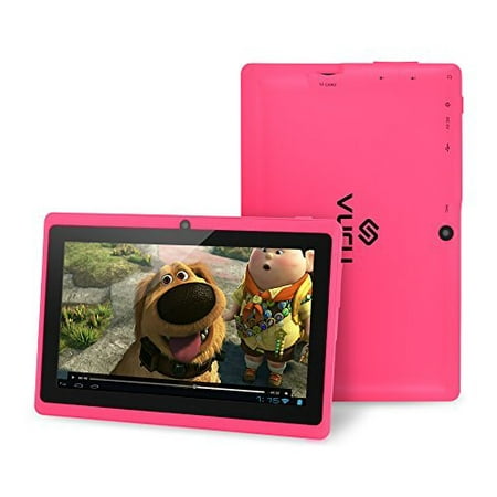 VURU A33 8GB Quad-Core Touchscreen Android Tablet 7 inch with Wi-Fi a Runs Android OS 4.4 a Features Front & Rear Cameras, Bluetooth, 1024 x 600 Resolution & Rechargeable 3000mAh Battery - Pink