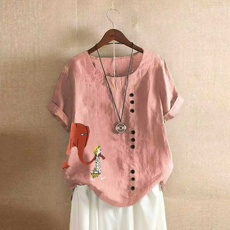 Fatuov Green Shirts for Women Casual T-shirts Short Sleeve New Fashion for 2023 Bustier Tops for Women Round Neck Blouses on Clearance Pink S
Fatuov Green Shirts for Women Casual T-shirts Short Sleeve New Fashion for 2023 Bustier Tops for Women Round Neck Blouses on Clearance Pink S