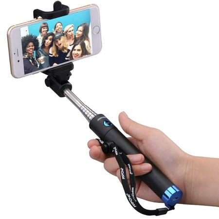 Mpow iSnap X One-piece U-Shape Self-portrait Extendable Selfie Stick with built-in Bluetooth Remote Shutter-Blue