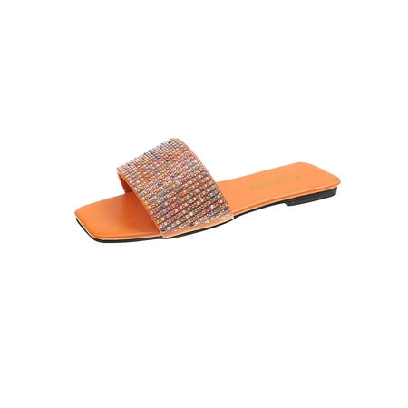 Ritualay Womens Sandal Summer Flat Sandals Beach Slides Lightweight Anti Skid Slippers Women Ladies Rhinestone Shoes Orange 7.5
Ritualay Womens Sandal Summer Flat Sandals Beach Slides Lightweight Anti Skid Slippers Women Ladies Rhinestone Shoes Orange 7.5