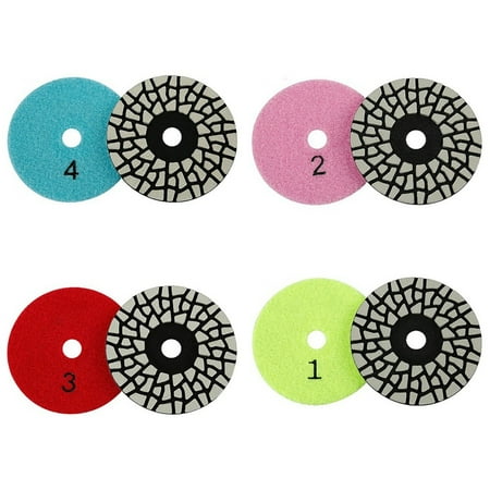 4pcs 4 Steps Diamond Dry Polishing Pads 4 inch For Granite Marble Quartz Stone