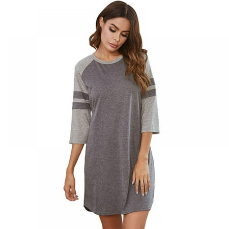 Women s new hit color raglan sleeve sexy loose pajamas home casual wear