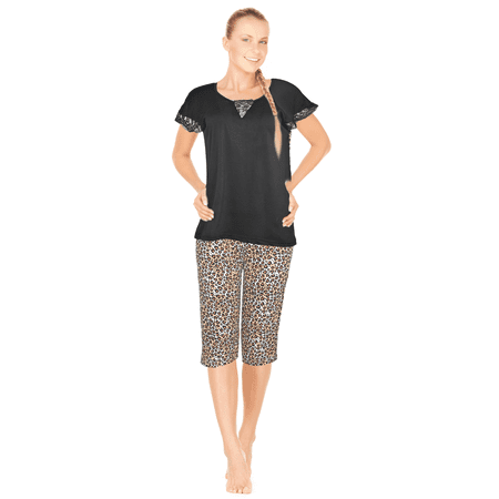 JEFFRICO Womens Pajamas For Women Capri Set Sleepwear Soft Pajamas Plus Size
