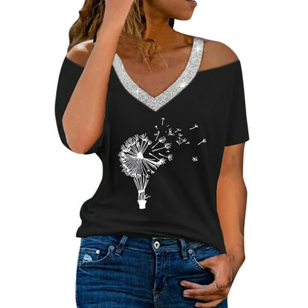 Sayhi Women s Summer V Neck Off The Shoulder Dandelion Print Short Sleeve T Shirt Top Women Long Sleeve Sleep Shirt
Sayhi Women s Summer V Neck Off The Shoulder Dandelion Print Short Sleeve T Shirt Top Women Long Sleeve Sleep Shirt