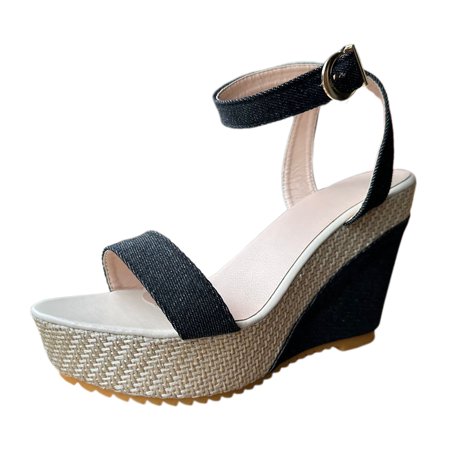 PMUYBHF Womens Sandals Size 10 Ladies Simple Solid Color Slope Heel One Buckle Strap Fish Mouth Straw Bottom Denim High Heel Large Size Sandals
PMUYBHF Womens Sandals Size 10 Ladies Simple Solid Color Slope Heel One Buckle Strap Fish Mouth Straw Bottom Denim High Heel Large Size Sandals