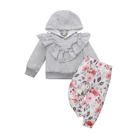 Yinyinxull 2Pcs Newborn Baby Girls Clothes Long Sleeve Ruffle Hooded Sweatshirt Tops Flower Pants Autumn Infant Outfits Gray 18-24 Months
Yinyinxull 2Pcs Newborn Baby Girls Clothes Long Sleeve Ruffle Hooded Sweatshirt Tops Flower Pants Autumn Infant Outfits Gray 18-24 Months