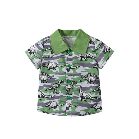 Suanret Kids Boys Summer T-shirt Casual Dinosaur Printed Short Sleeve Button Up Shirt Beachwear Tops Green 5-6 Years
Suanret Kids Boys Summer T-shirt Casual Dinosaur Printed Short Sleeve Button Up Shirt Beachwear Tops Green 5-6 Years