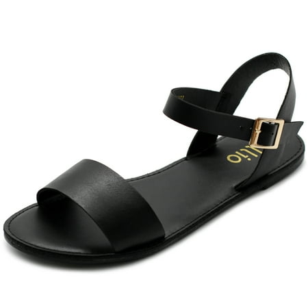 Ollio Women s Shoes Comforts Simples Basic Ankle Straps Flats Sandals MG032