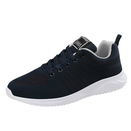 TOYFUNNY Mens Flyknit Mesh Lace-Up Breathable Soft Sole Running Sneakers