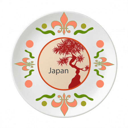Japan Culture Red Tree Pattern Flower Ceramics Plate Tableware Dinner Dish
